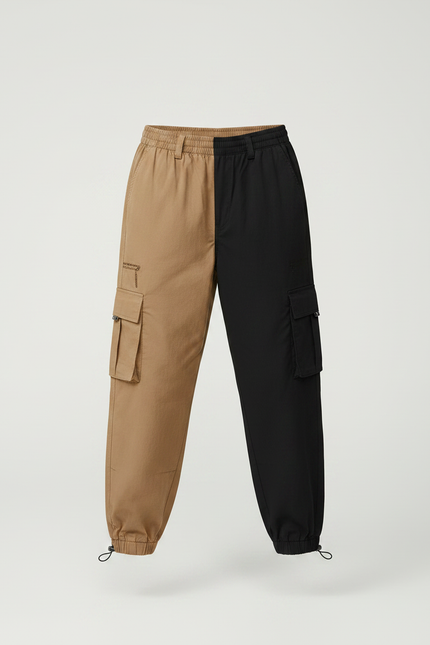 Pantalon Parachute Bicolore Cargo Ample Coton Enfant - Multicolore - vue 3