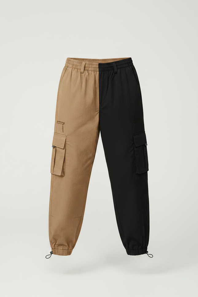 Pantalon Parachute Bicolore Cargo Ample Coton Enfant - Multicolore - vue 3