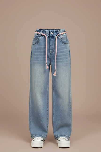 Pantalon Parachute Jean Ample Enfant Fille - Bleu - vue 3