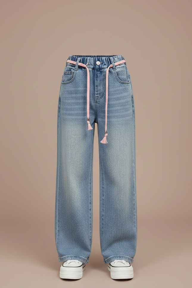 Pantalon Parachute Jean Ample Enfant Fille - Bleu - vue 3