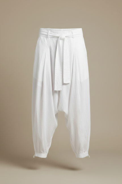 Pantalon Parachute Blanc Ample Lin Homme Décontracté - vue 3