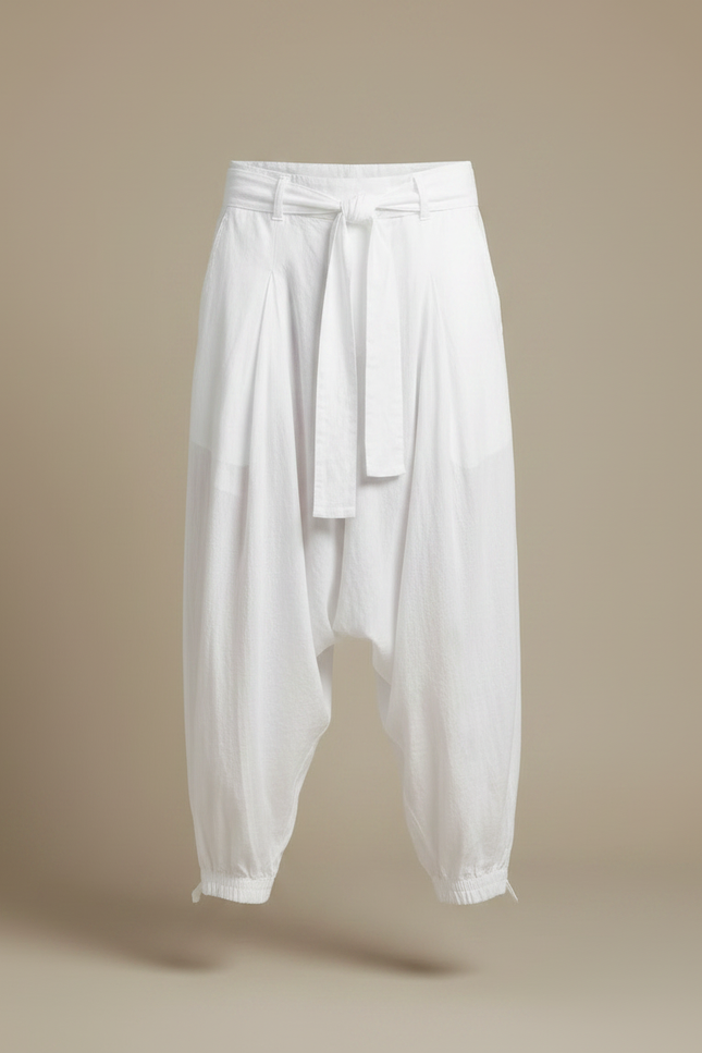 Pantalon Parachute Blanc Ample Lin Homme Décontracté - vue 3