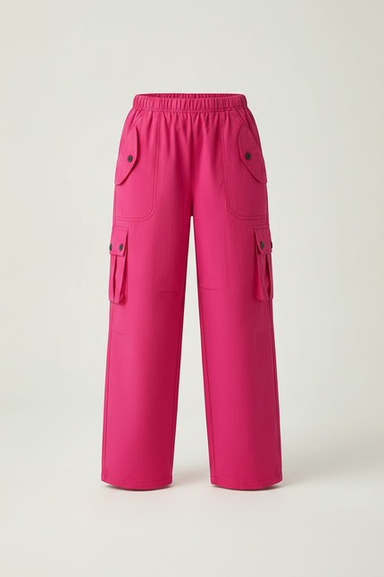 Pantalon Parachute Rose Vif Ample Cargo Femme - Toile - vue 3