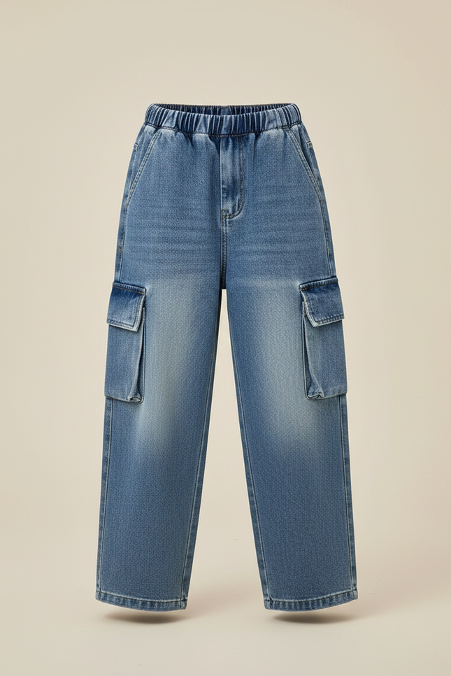 Pantalon Parachute Jean Ample Cargo Garçon Décontracté - Bleu - vue 3