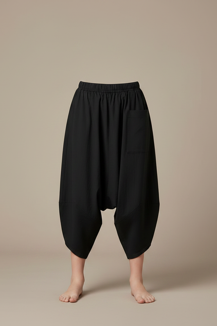 Pantalon Parachute Noir Ample Harem Coton Enfant - Polyester - vue 3