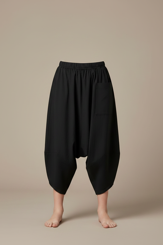 Pantalon Parachute Noir Ample Harem Coton Enfant - Polyester - vue 3