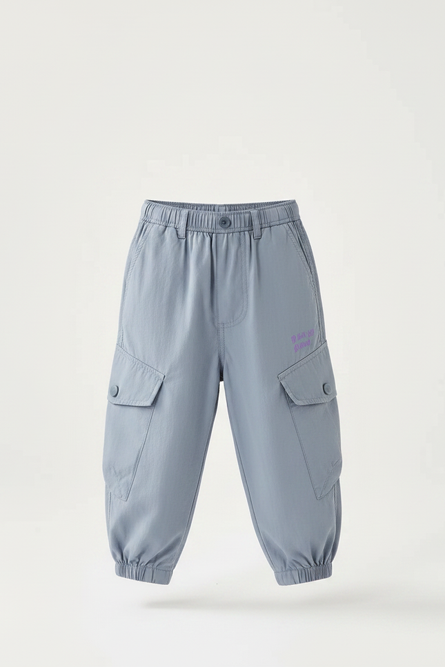 Pantalon Parachute Bleu Ciel Cargo Léger Enfant - Polyester - vue 3