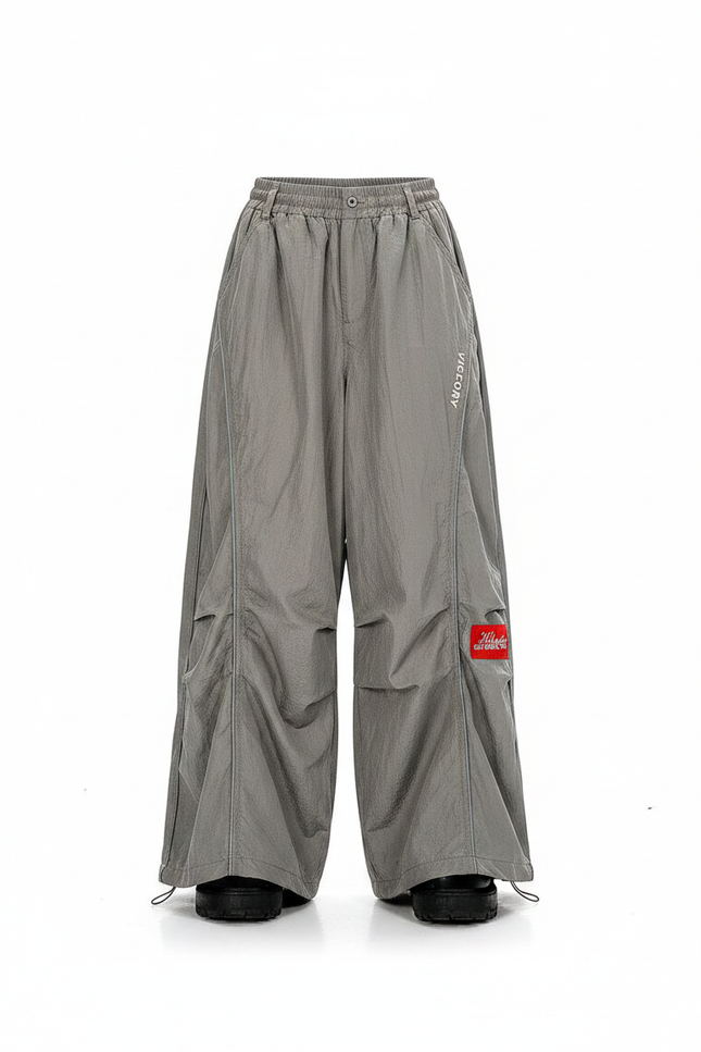 Pantalon Parachute Gris Ample Nylon Unisexe - Polyester - vue 2