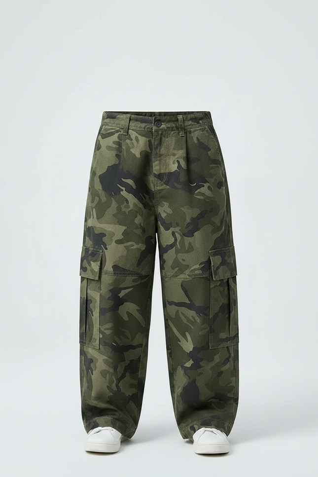 Pantalon Parachute Camouflage Cargo Large Garçon - Imprimé Toile - vue 3