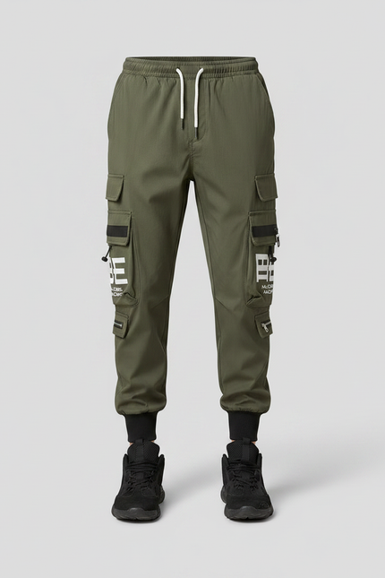 Pantalon Parachute Kaki Cargo Imprimé Jogger Homme - Polyester - vue 3