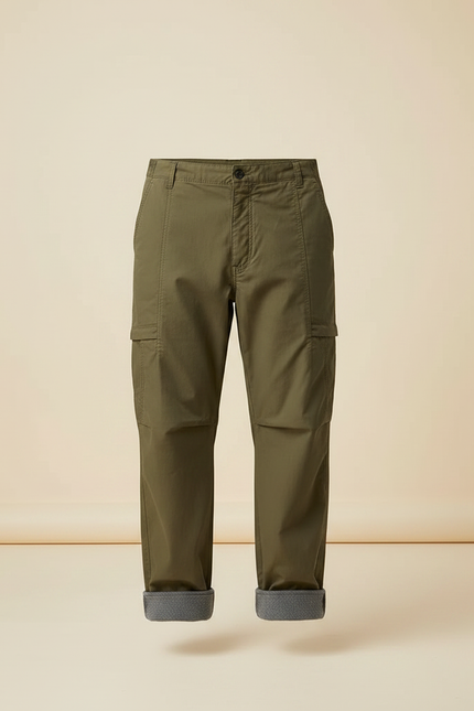 Pantalon Parachute Kaki Cargo Ample Doublé Homme - Polyester - vue 3