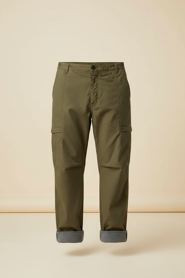 Pantalon Parachute Kaki Cargo Ample Doublé Homme - Polyester - vue 3