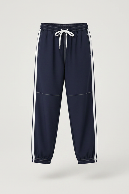 Pantalon Parachute Bleu Marine Rayures Blanches Enfant Sportif - Polyester - vue 3