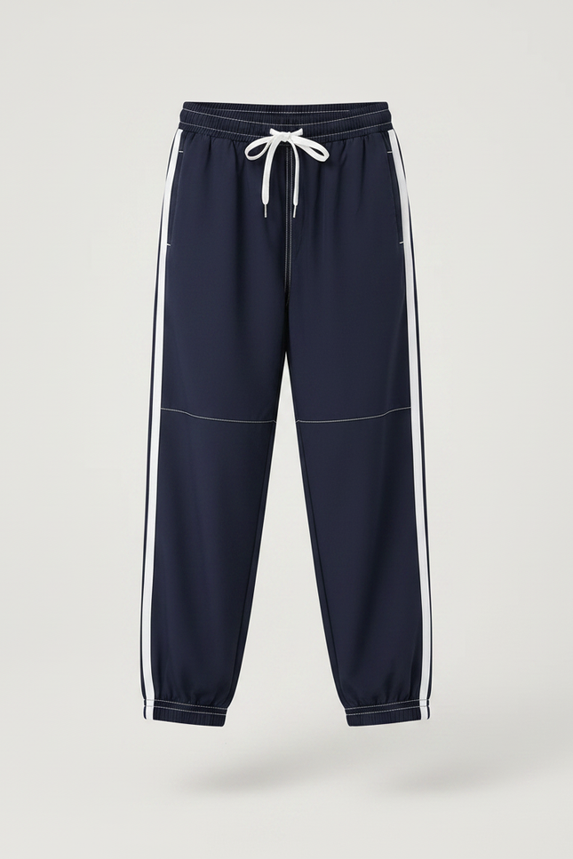Pantalon Parachute Bleu Marine Rayures Blanches Enfant Sportif - Polyester - vue 3
