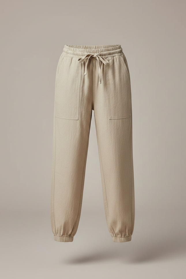 Pantalon Parachute Beige Coton Lin Ample Enfant - vue 3