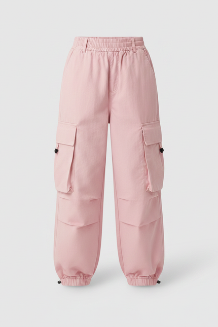 Pantalon Parachute Rose Cargo Ample Fille - Toile - vue 3