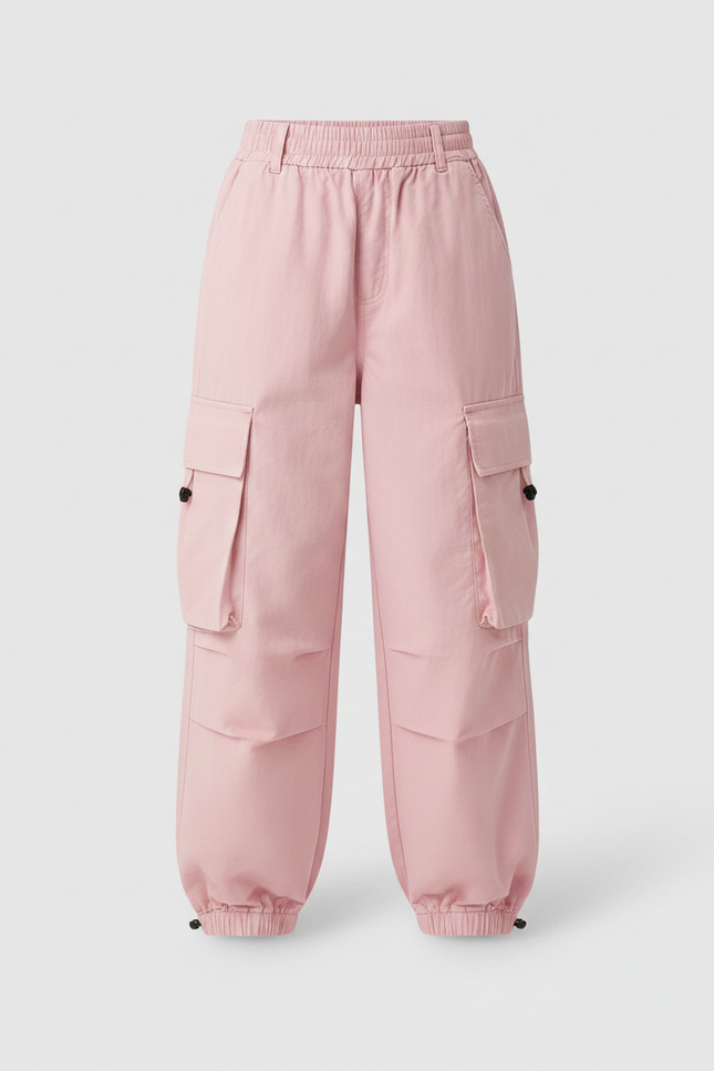 Pantalon Parachute Rose Cargo Ample Fille - Toile - vue 3