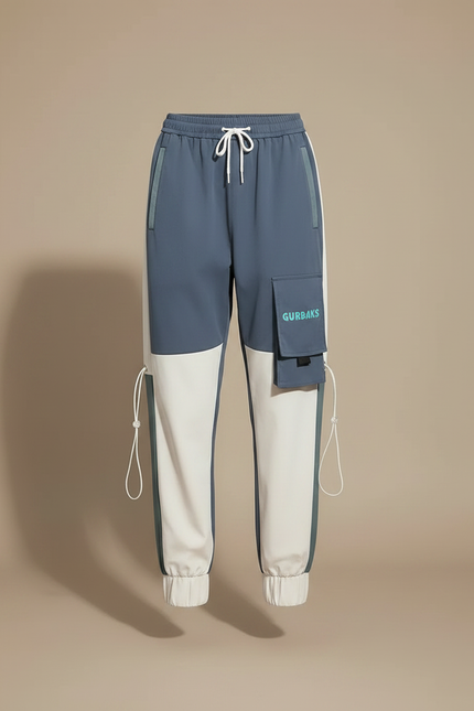 Pantalon Parachute Bicolore Cargo Streetwear Loose Joggers - Multicolore Polyester - vue 3