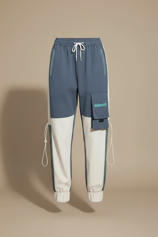 Pantalon Parachute Bicolore Cargo Streetwear Loose Joggers - Multicolore Polyester - vue 3