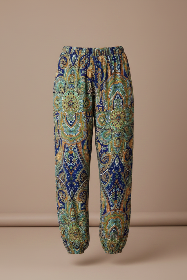 Pantalon Parachute Fluide Imprimé Cachemire Taille Haute Femme - Multicolore Viscose - vue 3
