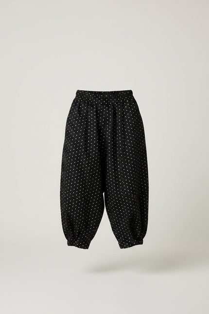 Pantalon Parachute Noir Ample Points Coton Enfant - vue 3