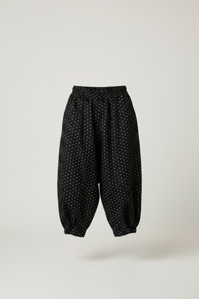 Pantalon Parachute Noir Ample Points Coton Enfant - vue 3