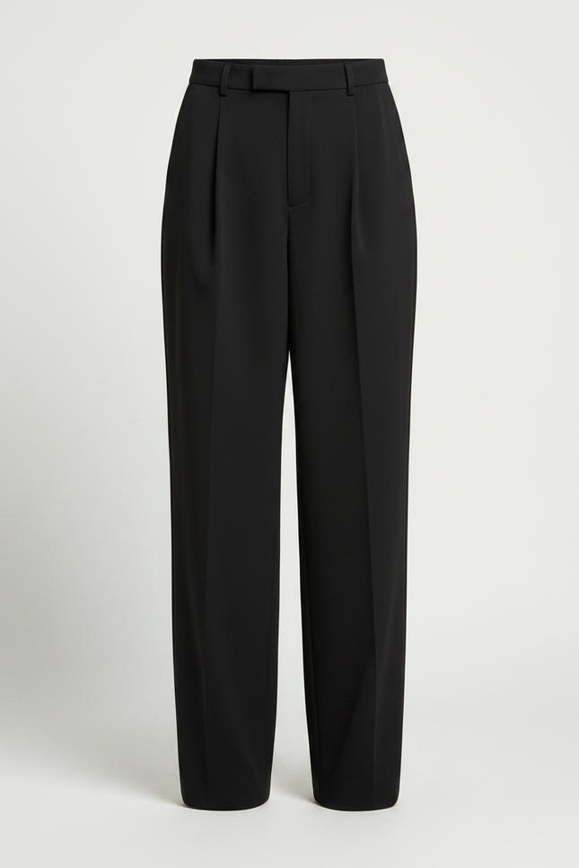 Pantalon Parachute Noir Ample Plissé Décontracté - Polyester - vue 3