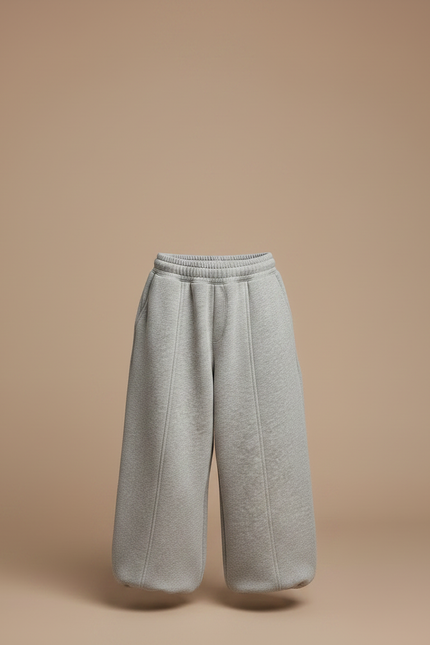 Pantalon Parachute Gris Ample Coton Enfant Molletonné - vue 3
