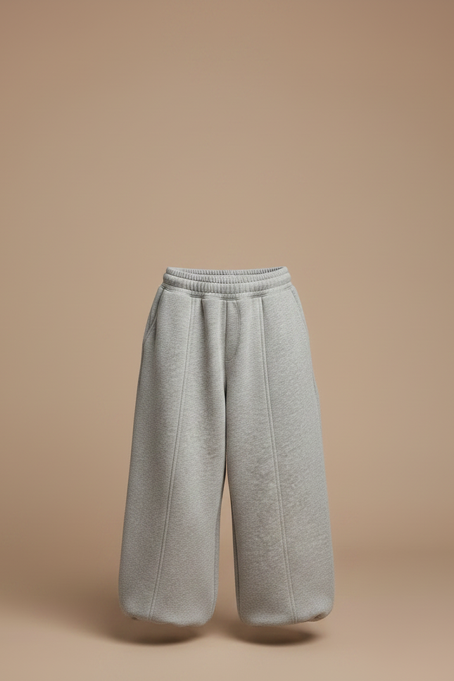 Pantalon Parachute Gris Ample Coton Enfant Molletonné - vue 3