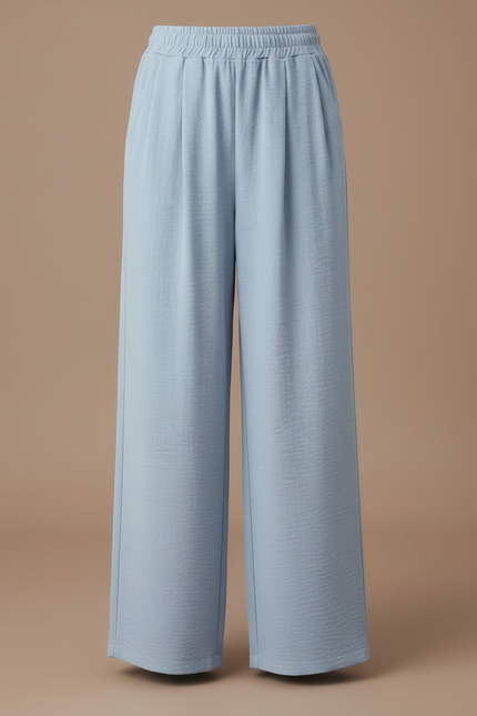 Pantalon Parachute Bleu Ciel Ample Fluide Élastique Casual - Viscose - vue 3