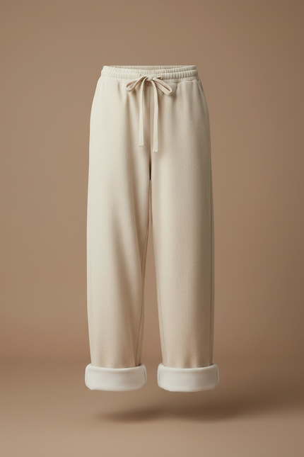 Pantalon Parachute Beige Côtelé Ample Polaire Femme - Cordé - vue 3