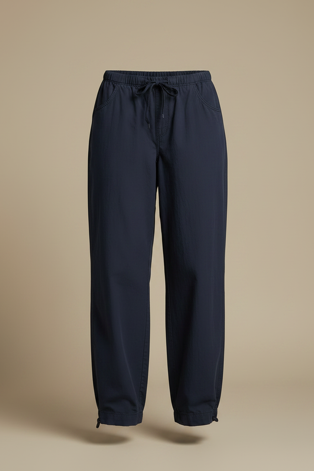 Pantalon Parachute Bleu Marine Ample Cordon Fluide - Polyester - vue 3