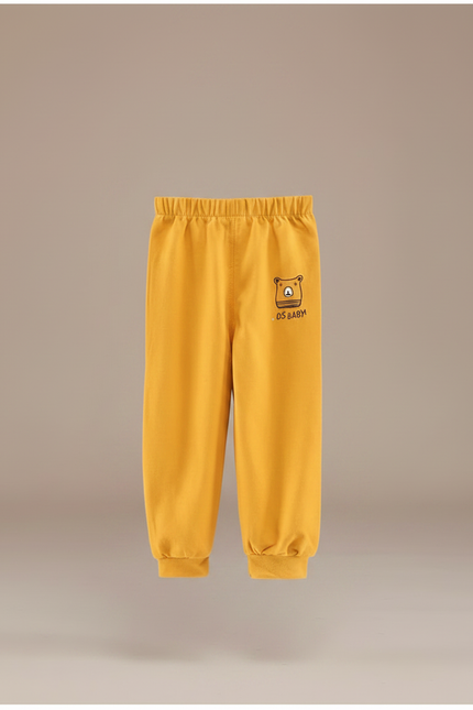 Pantalon Parachute Coton Confortable Enfant Imprimé Sportif - Jaune Molleton - vue 3