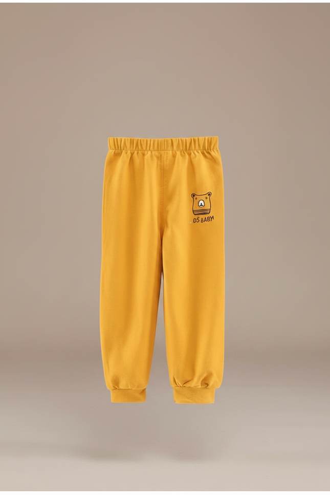 Pantalon Parachute Coton Confortable Enfant Imprimé Sportif - Jaune Molleton - vue 3