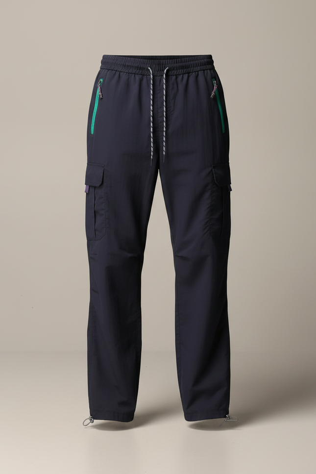Pantalon Parachute Bleu Marine Cargo Ample Sportif Homme - Polyester - vue 3