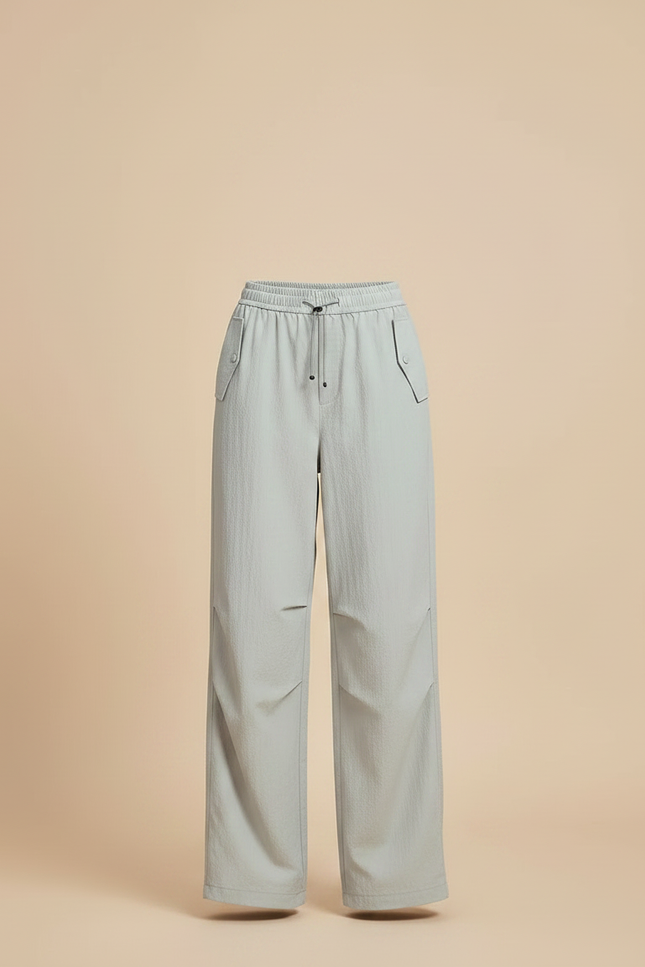 Pantalon Parachute Gris Ample Décontracté Léger Femme - Vert Polyester - vue 3