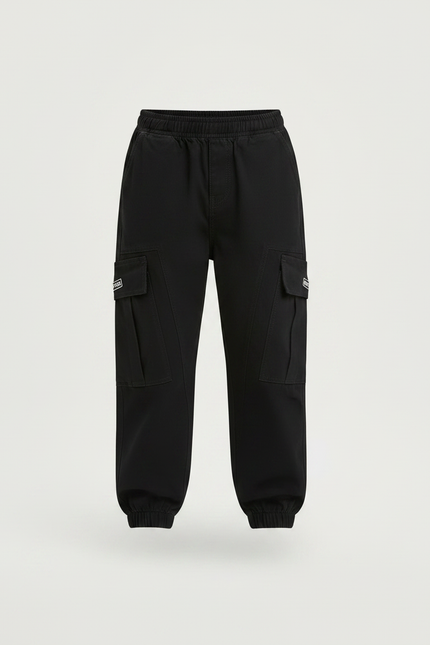 Pantalon Parachute Cargo Ample Garçon Coton Noir Marron - vue 3
