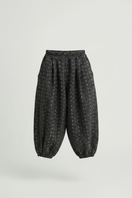 Pantalon Parachute Noir Ample Imprimé Floral Enfant - Laine - vue 3