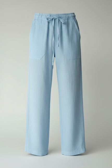 Pantalon Parachute Bleu Ciel Ample Lin Enfant Décontracté - vue 3