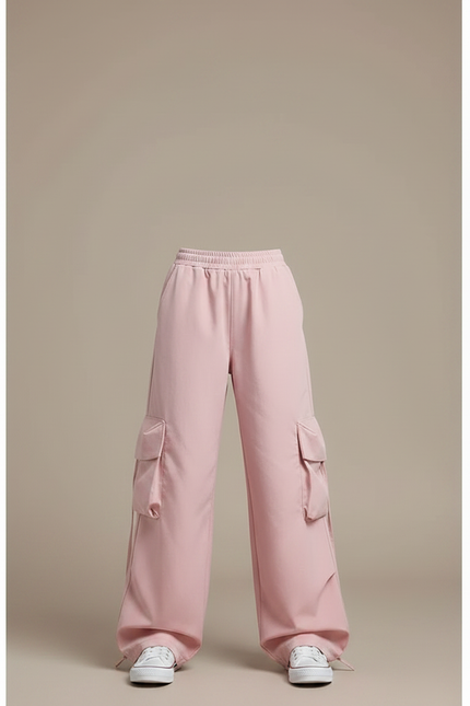 Pantalon Parachute Fille Cargo Nylon Streetwear 2 - Rose Polyester - vue 3