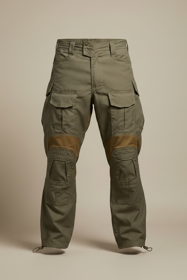 Pantalon Parachute Vert Militaire Cargo Renforcé Homme - Kaki Toile - vue 3