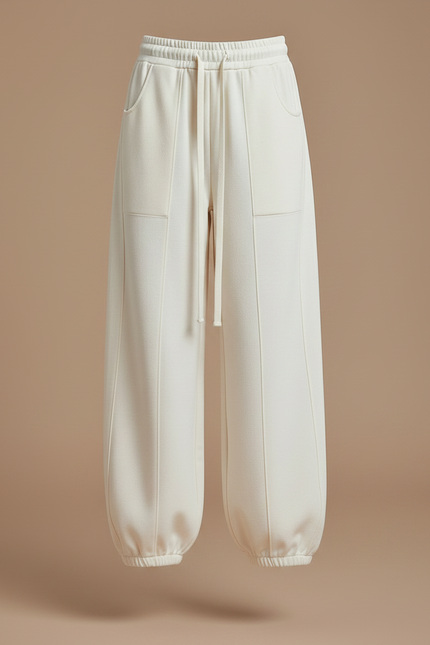 Pantalon Parachute Crème Ample Décontracté Enfant - Beige Molleton - vue 3