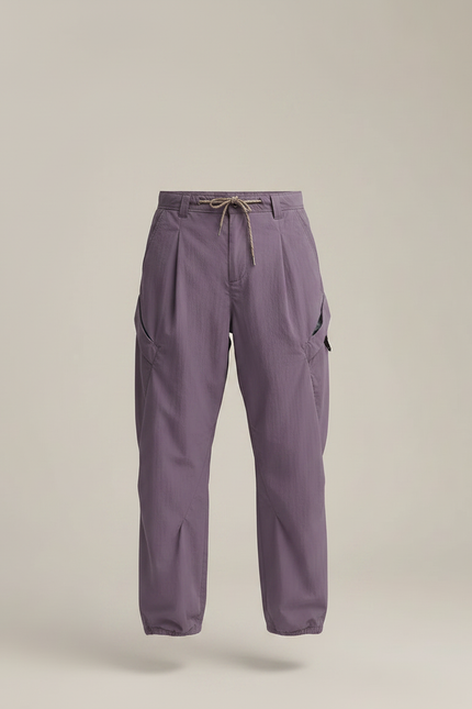 Pantalon Parachute Violet Ample Décontracté Léger Cordon - Polyester - vue 3