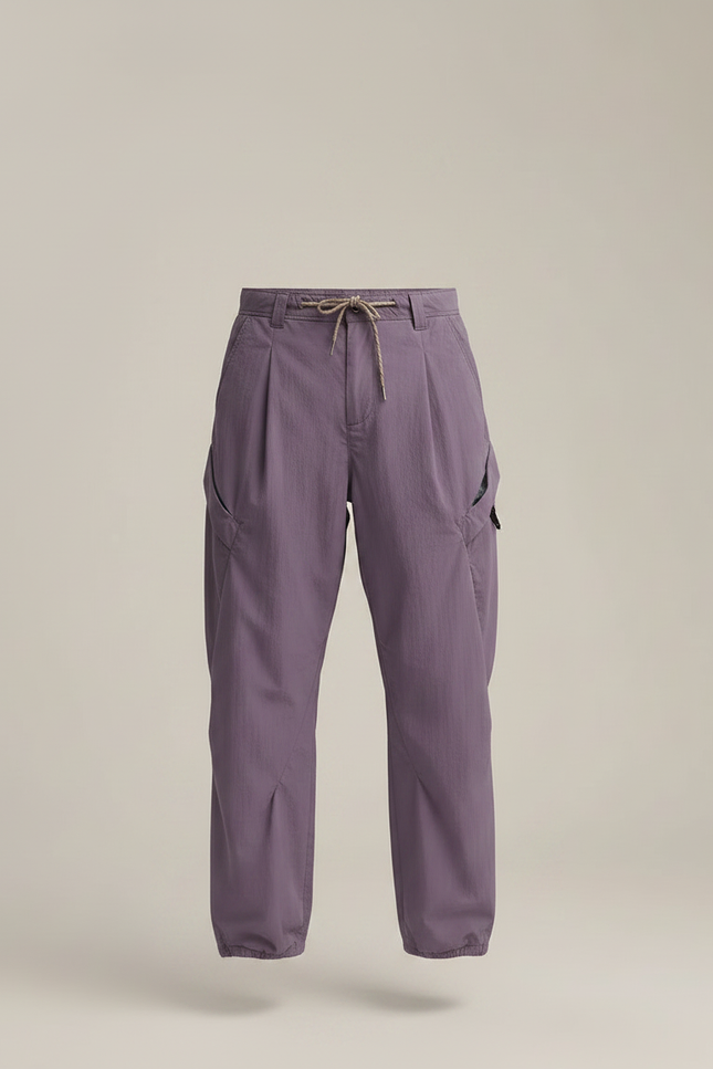 Pantalon Parachute Violet Ample Décontracté Léger Cordon - Polyester - vue 3