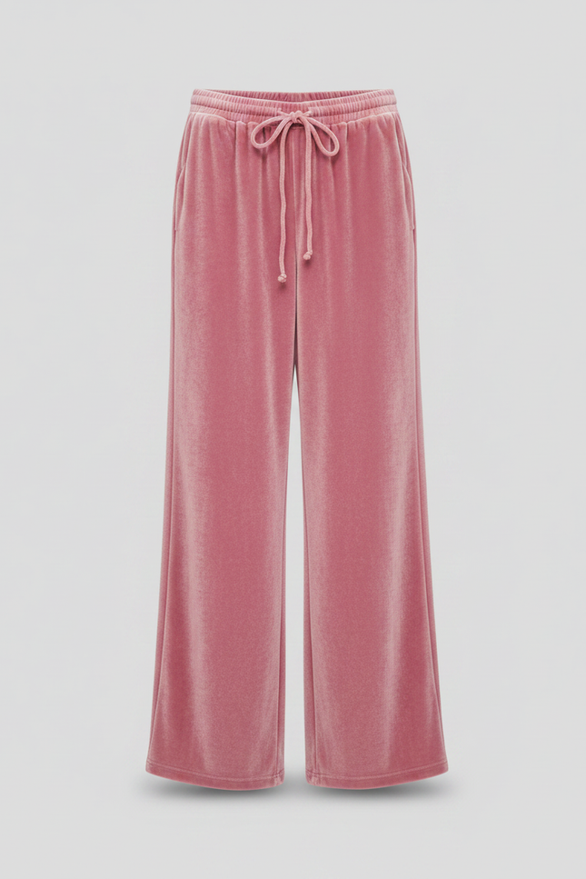 Pantalon Parachute Velours Rose Ample Décontracté Femme - vue 3