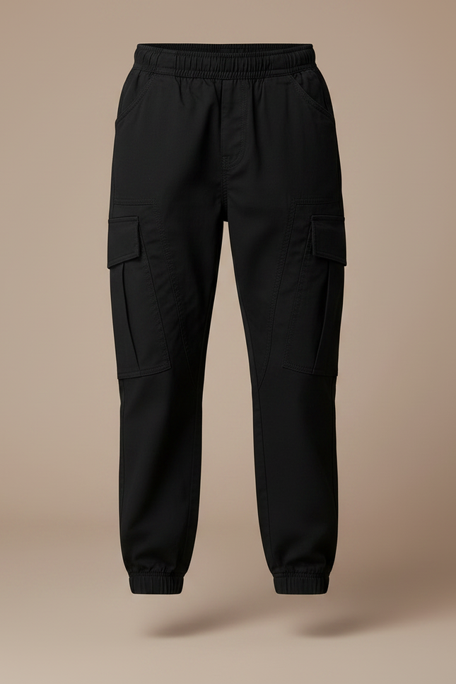 Pantalon Parachute Noir Cargo Coton Enfant Garçon - vue 3