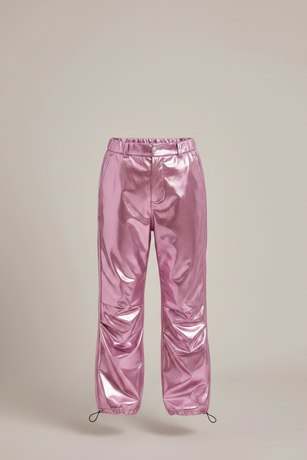 Pantalon Parachute Métallisé Rose Ample Garçon Scintillant - Polyester - vue 3