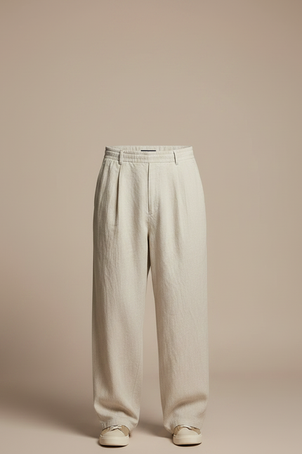 Pantalon Parachute Beige Lin Ample Décontracté Homme - vue 3