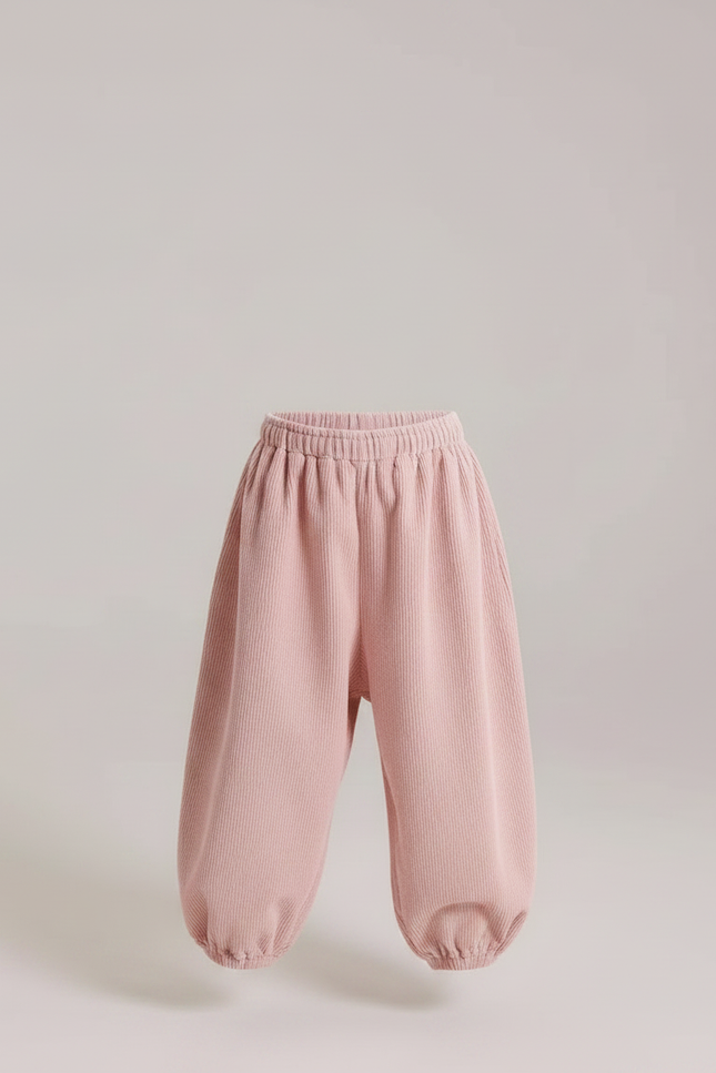 Pantalon Parachute Rose Côtelé Ample Décontracté Enfant - Cordé - vue 3