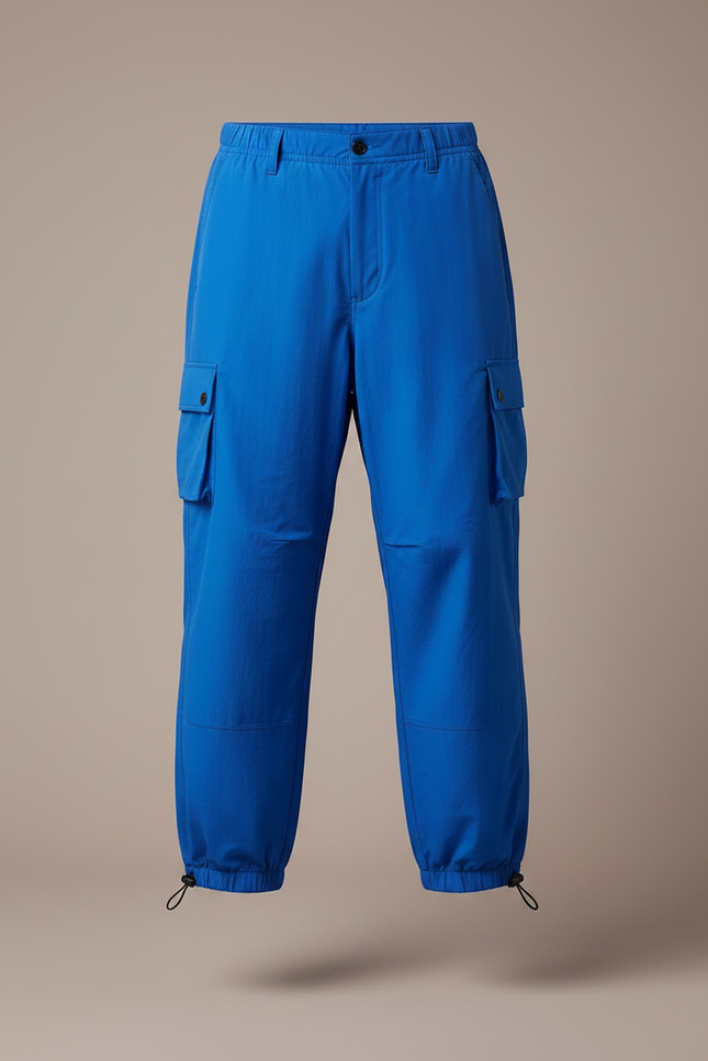 Pantalon Parachute Bleu Électrique Cargo Ample Homme - Polyester - vue 3
